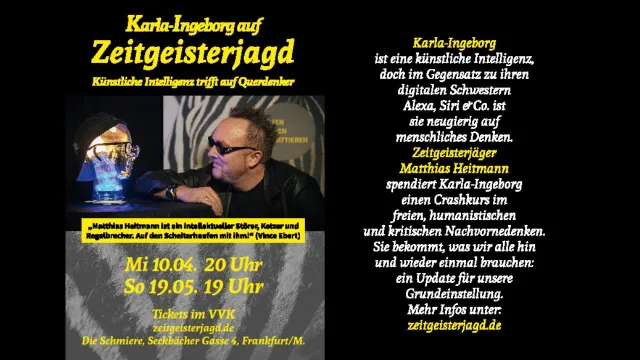 Bild: Bühne frei für künstliche Intelligenz: „Karla-Ingeborg auf Zeitgeisterjagd“