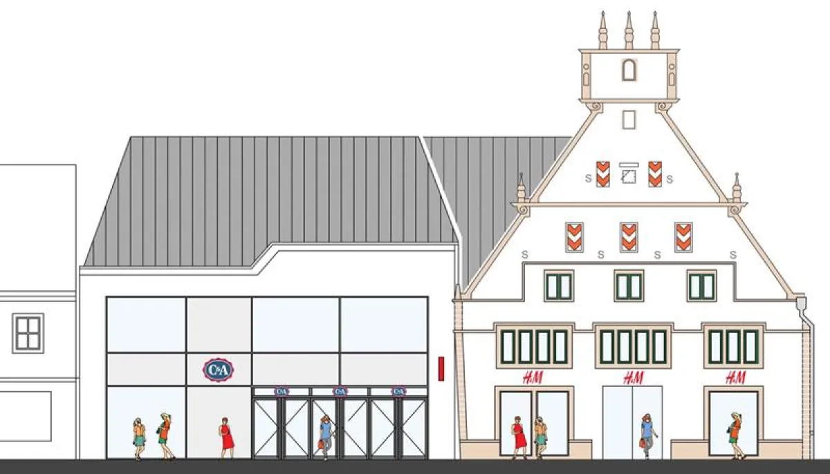 Die neue Front des Geschäftshauses in Lemgo (Visualisierung von Architekturbüro Fleper, Lennestadt)