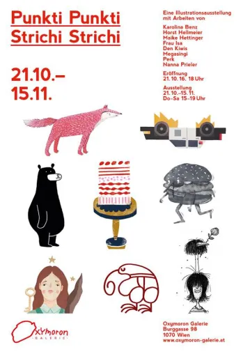 Punkti Punkti Strichi Strichi – Illustrationsausstellung in der Wiener Oxymoron Galerie Bild: Punkti Punkti Strichi Strichi – Illustrationsausstellung in der Wiener Oxymoron Galerie