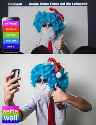 Bild: Selfies im Karneval - Mit der Selfiewall Handyfotos vom Smartphone auf der Beamerleinwand posten