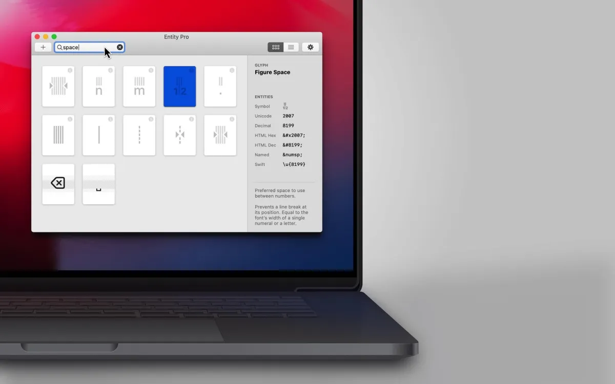 Entity Pro · Glyphen Suche kombiniert mit Typography-Wissen