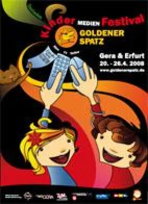 Bild: Kinder am Drücker: Das neue Festivalplakat GOLDENER SPATZ 2008