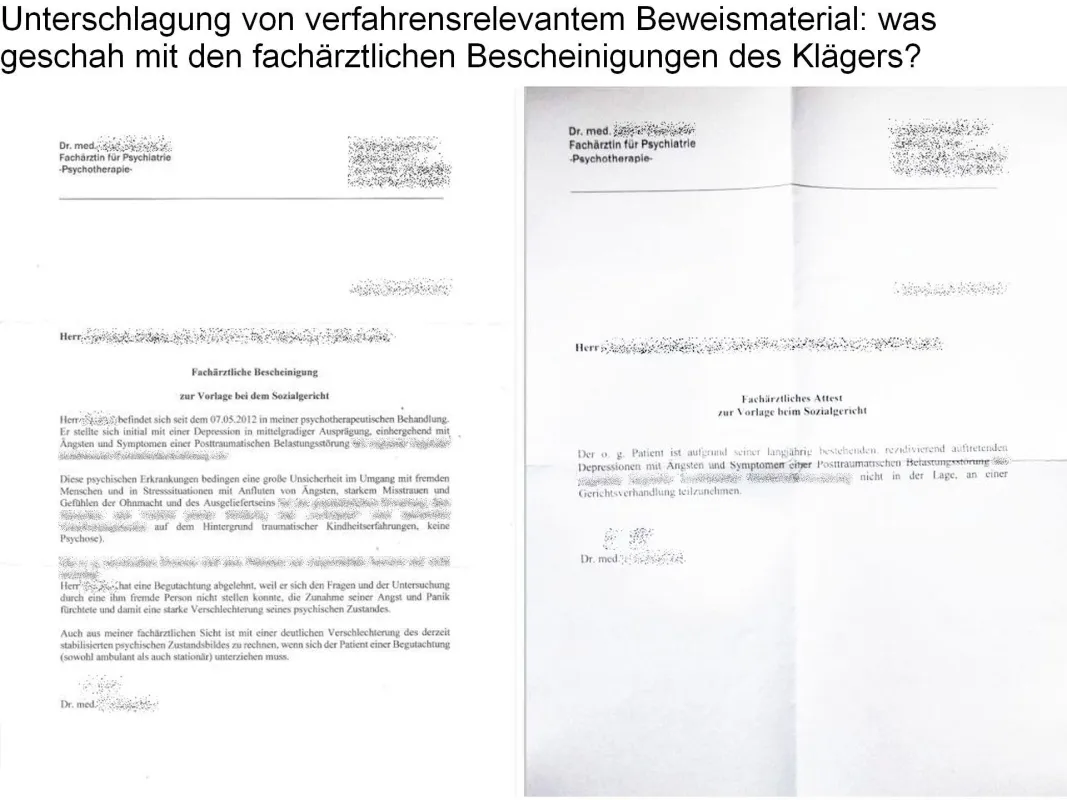 Warum ignorierte die Richterin verfahrensrelevante fachärztliche Bescheinigungen des Klägers?