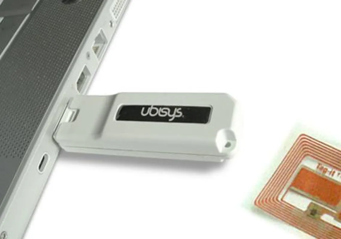 ubisys 13.56MHz RFID USB Reader mit Pulklesefähigkeit und Ermittlung der Verbindungsqualität - zu betreiben als virtuelle serielle Schnittstelle (CDC/ACM) oder Tastatur (HID)
