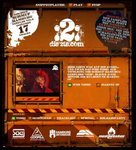Schmuf Hamburg Sampler Vol. 2 - Video-Release von „Ooh“ am 4. Dezember 2006 auf die2te.com Bild: Schmuf Hamburg Sampler Vol. 2 - Video-Release von „Ooh“ am 4. Dezember 2006 auf die2te.com