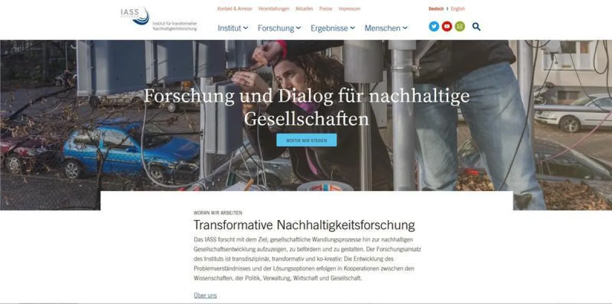 Die neue Startseite der IASS-Website  (© IASS)