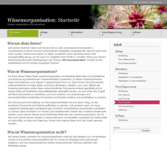 Überlegungen zur Wissensorganisation für Haus-, Diplom und sonstige wissenschaftliche Arbeiten Bild: Überlegungen zur Wissensorganisation für Haus-, Diplom und sonstige wissenschaftliche Arbeiten