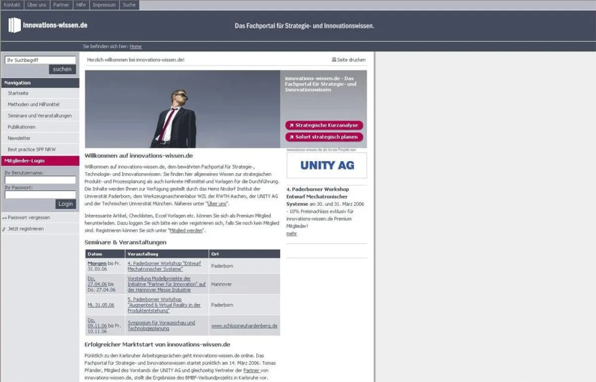 Die Startseite des Fachportals innovations-wissen.de