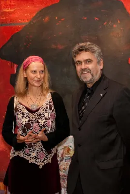 Bild: Finissage mit Vollblutmalerin Edda Grossman an der Hochschule Harz (FH)