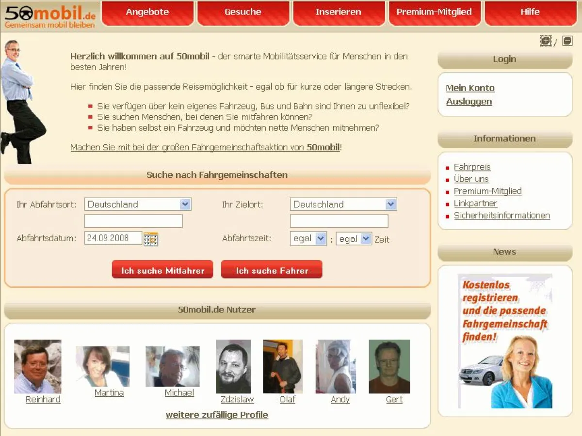 Neues Mobilitätsportal für die Generation 50-Plus geht an den Start