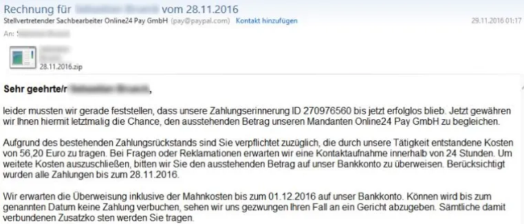 Bild: Gefälschte PayPal Pfishing Mails zu Weihnachten