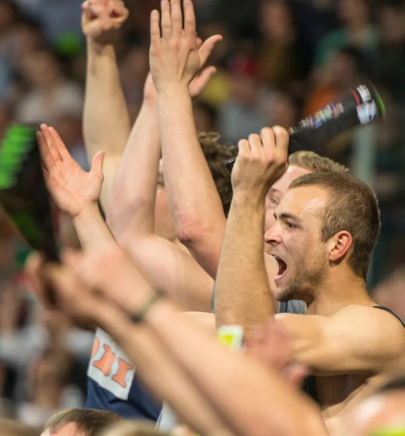 (Foto: HJKrieg, hl-studios, Erlangen) - Die HC-Fans freuen sich auf das Spiel gegen Rimpar