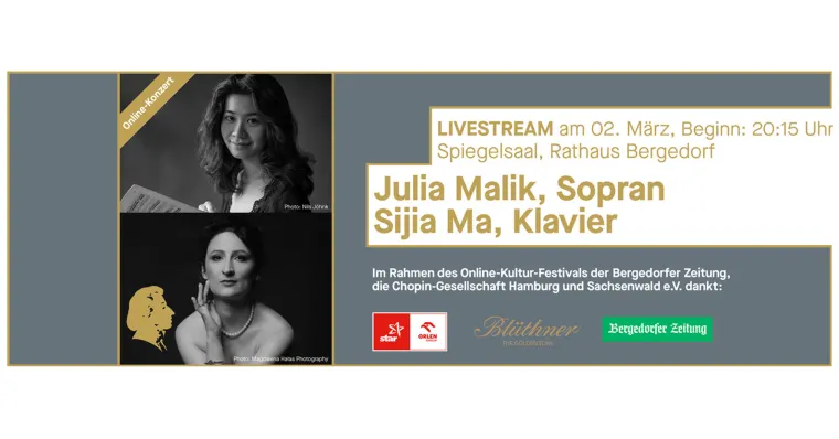 Liederabend mit Julia Malik, Sopran und Sijia Ma, Klavier Bild: Liederabend mit Julia Malik, Sopran und Sijia Ma, Klavier