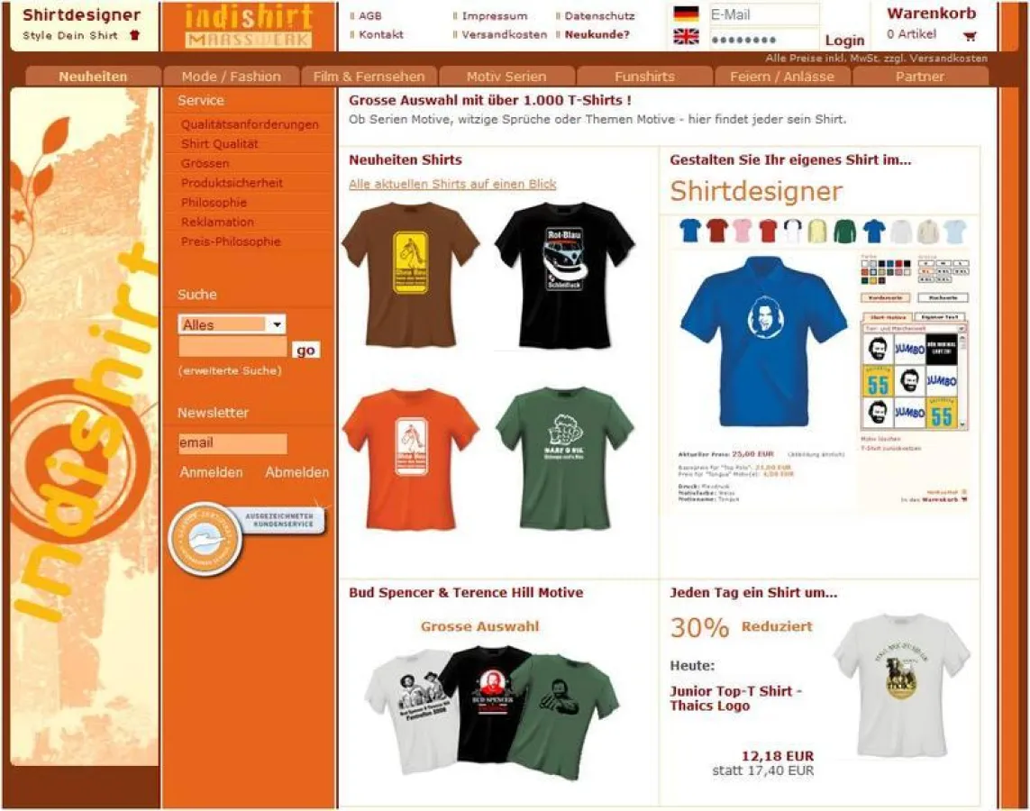 Onlineshop www.indishirt.de