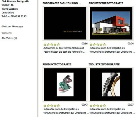 Dirk Beumer Fotografie wirbt bei businessworld.de mit Imagefilmen Bild: Dirk Beumer Fotografie wirbt bei businessworld.de mit Imagefilmen