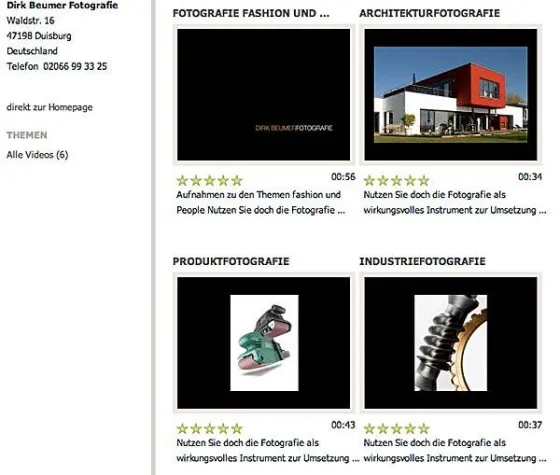 Bild: Dirk Beumer Fotografie wirbt bei businessworld.de mit Imagefilmen