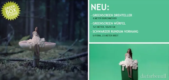 Bild: Greenscreen Drehteller, Würfel & Bühnenvorhang– diefarbenull optimiert ihr Greenscreen Studio
