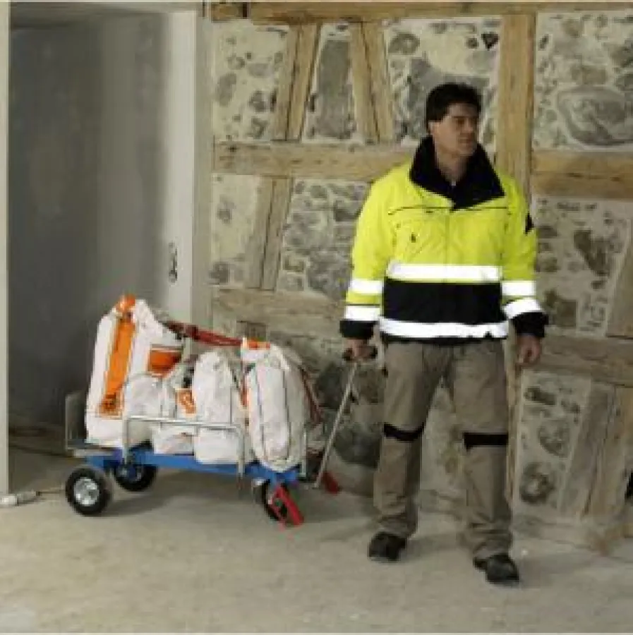 Practolino E1 Profi Modus Transportwagen mit Mörtelsäcken