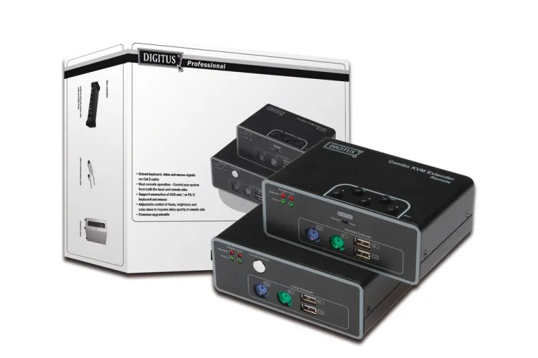 Einzigartiger KVM Extender von DIGITUS® bietet freie Auswahl von USB und PS/2 Anschlüssen Bild: Einzigartiger KVM Extender von DIGITUS® bietet freie Auswahl von USB und PS/2 Anschlüssen