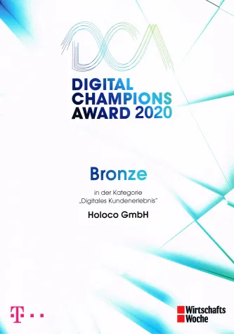 Bild: HOLOCO gewinnt bei dem Digital Champions Award 2020
