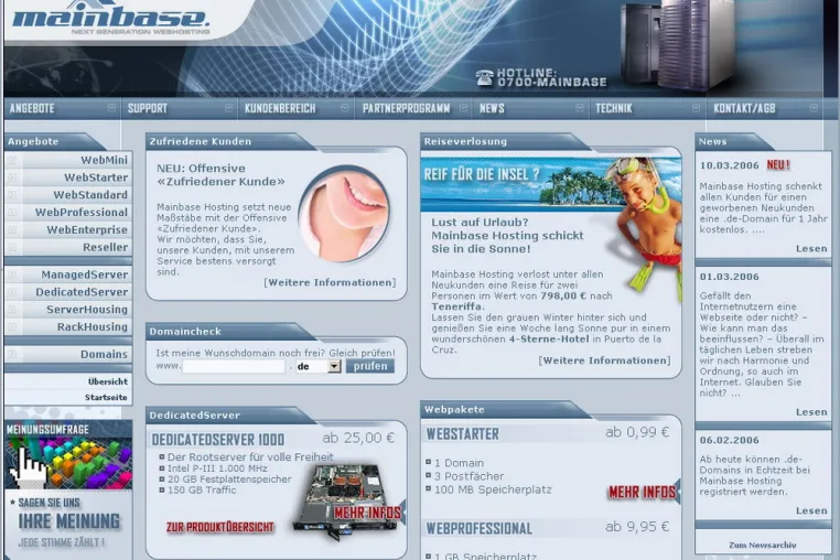 Bild: Mainbase Hosting: Die Familien-Homepage für nur 99 Cents