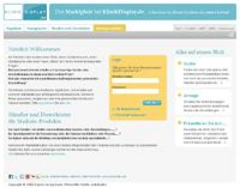 Startseite des Marktplatzes