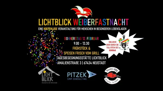 Bild: WEIBERFASTNACHT IM LICHTBLICK in Neustadt an der Weinstraße, gemeinsam mit Pitzek GMP Consulting