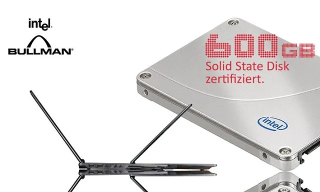 600GB Intel SSD (Solid State Disk) in BULLMAN Notebook zertifiziert Bild: 600GB Intel SSD (Solid State Disk) in BULLMAN Notebook zertifiziert