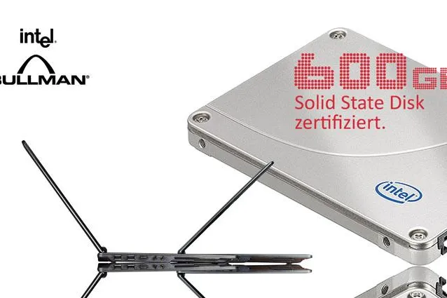 Bild: 600GB Intel SSD (Solid State Disk) in BULLMAN Notebook zertifiziert