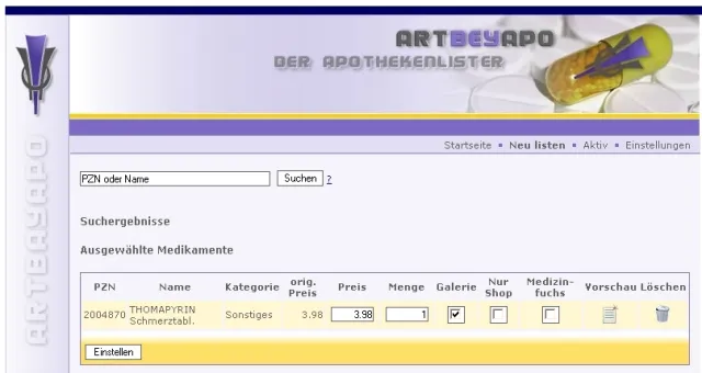 Bild: Arzneimittellister artbeyapo: Apotheker verkaufen Medikamente bei eBay