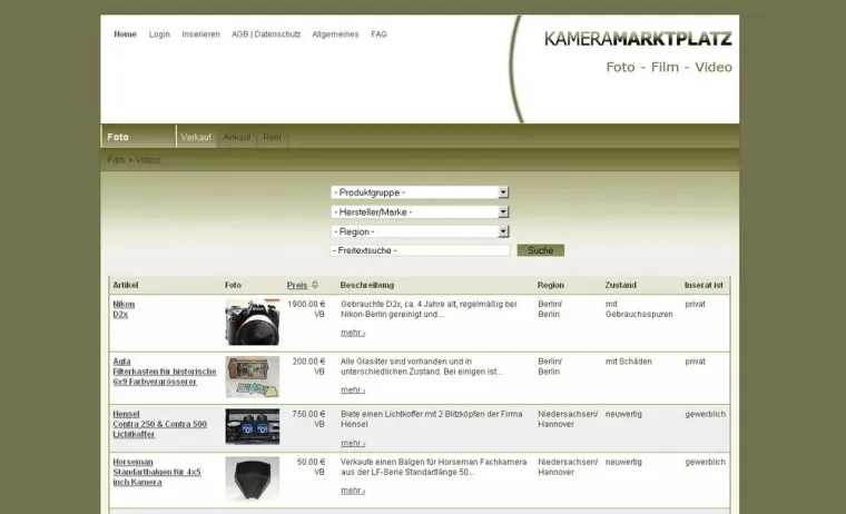 Bild: Neuer Kameramarktplatz jetzt online