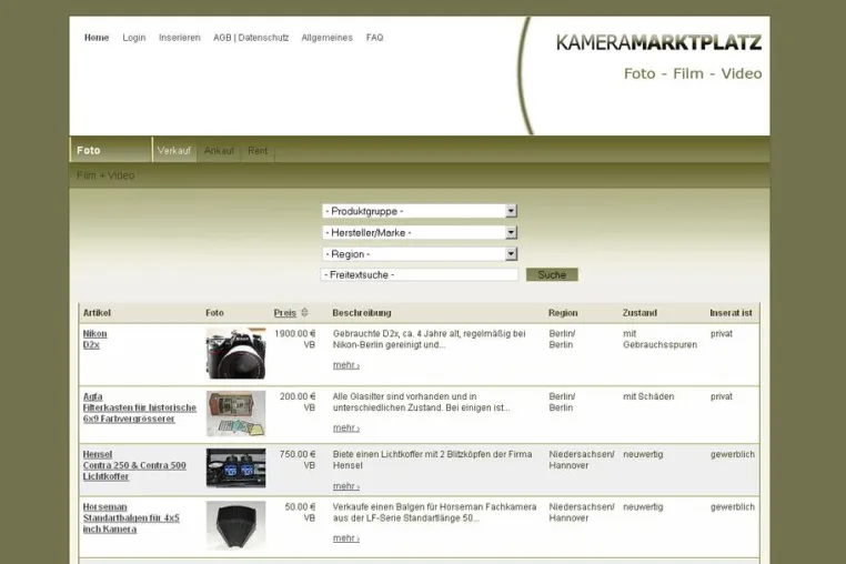 Bild: Neuer Kameramarktplatz jetzt online