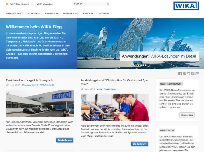 Bild: WIKA bloggt über Know-how, Produkte und das Unternehmen
