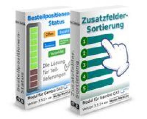 Bild: Neue Gambio-Erweiterungen von Dominik Späte: Zusatzfelder-Sortierung & Bestellpositionen-Status
