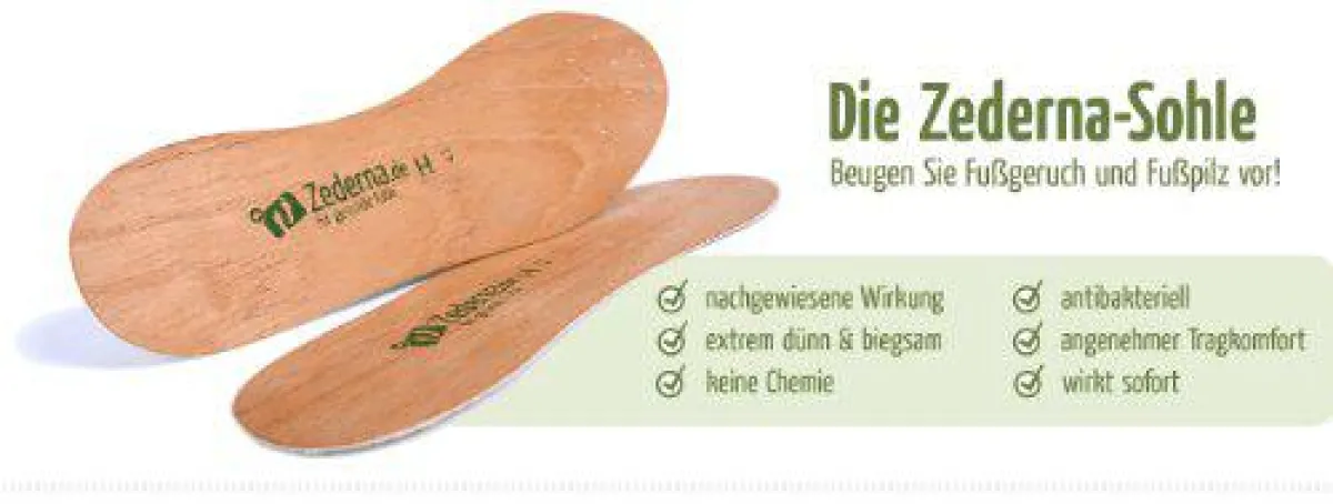 Die Zederna-Sohle - Beugen Sie Fußgeruch und Fußpilz vor!