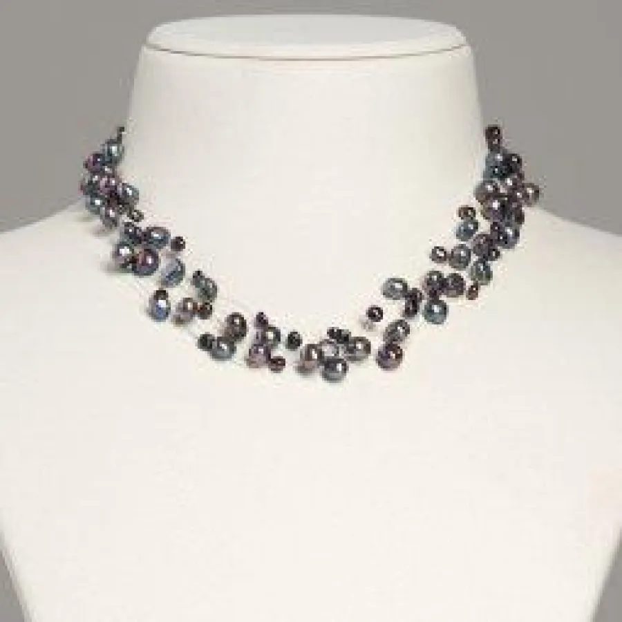 Perlenkicker Perlenkette blauer Perlenregen