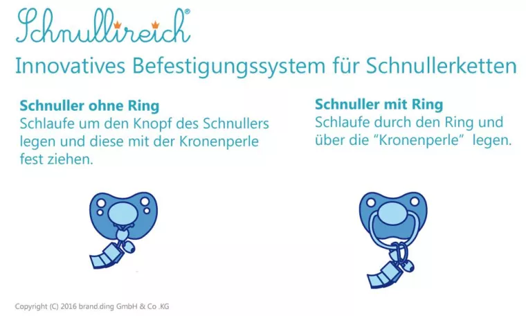 Bild: Produktinnovation für Schnullerketten mit Namen - Einzigartiges Befestigungssystem bei Schnullireich.de