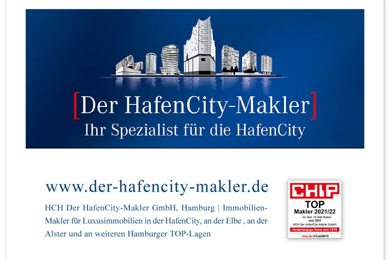 Bild: Immobilienmakler-Vergleich des Verbraucher-Portals CHIP: Bestnote für HCH Der HafenCity-Makler GmbH