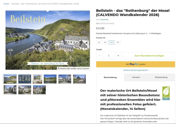 Bild: Neuer hochwertiger Premium Wandkalender des wunderschönen historischen Städtchens Beilstein/Mosel