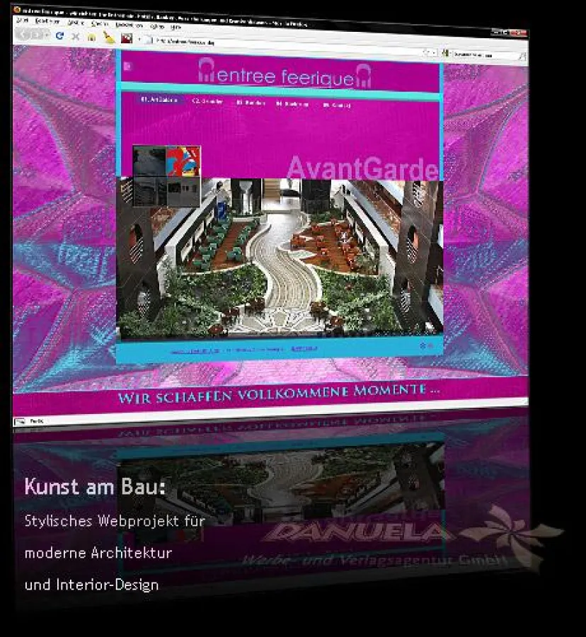 Designexempel der Agentur DANUELA in Pink und Cyan: www.entree-feerique.de