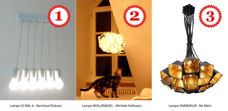 Bild: Steckdosenleisten-, Plastikknäuel- und Blumentopflampen - Die Gewinner des Ready-Made-Design Wettbewerbs