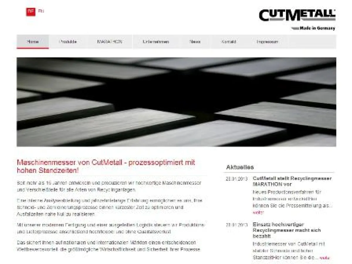 Der neue Onlineauftritt der CutMetall Komponenten GmbH