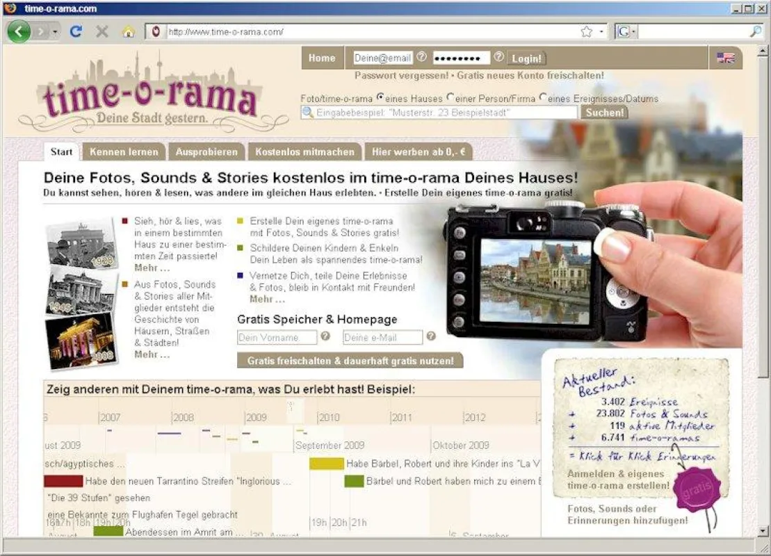 Speicherplatz für Musiker und Bands und Gratis-Homepage auf time-o-rama.com