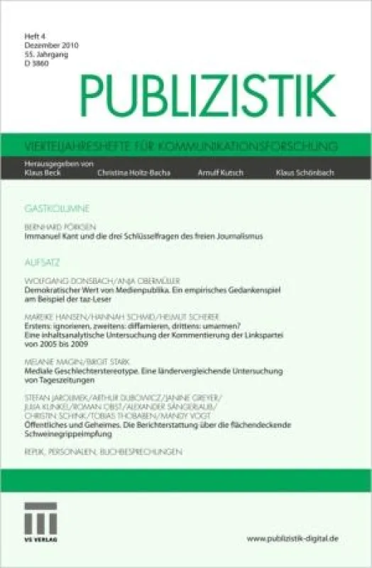 Cover der aktuellen Ausgabe 04/2010 der Publizistik