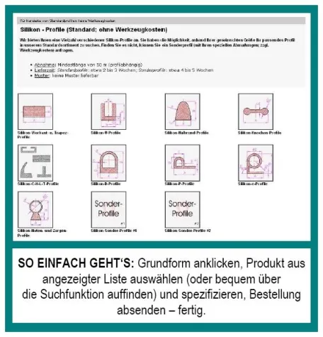Bild: Silikonprofile einfach online bestellen – größtes Angebot im deutschen Web