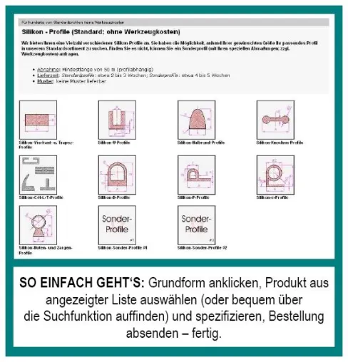 Bild: Silikonprofile einfach online bestellen – größtes Angebot im deutschen Web