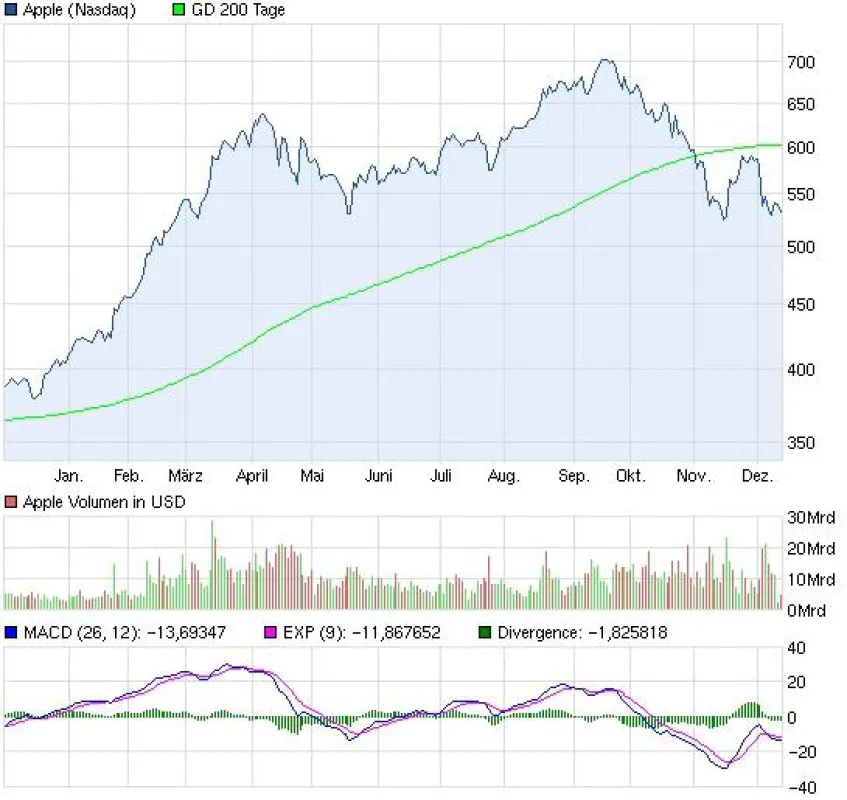 Charttechnische Übersicht des Jahres 2012