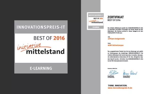 Bild: Hattrick! Innovationspreis-IT „BEST OF 2016“ für die artViper Marketingagentur aus Weiden