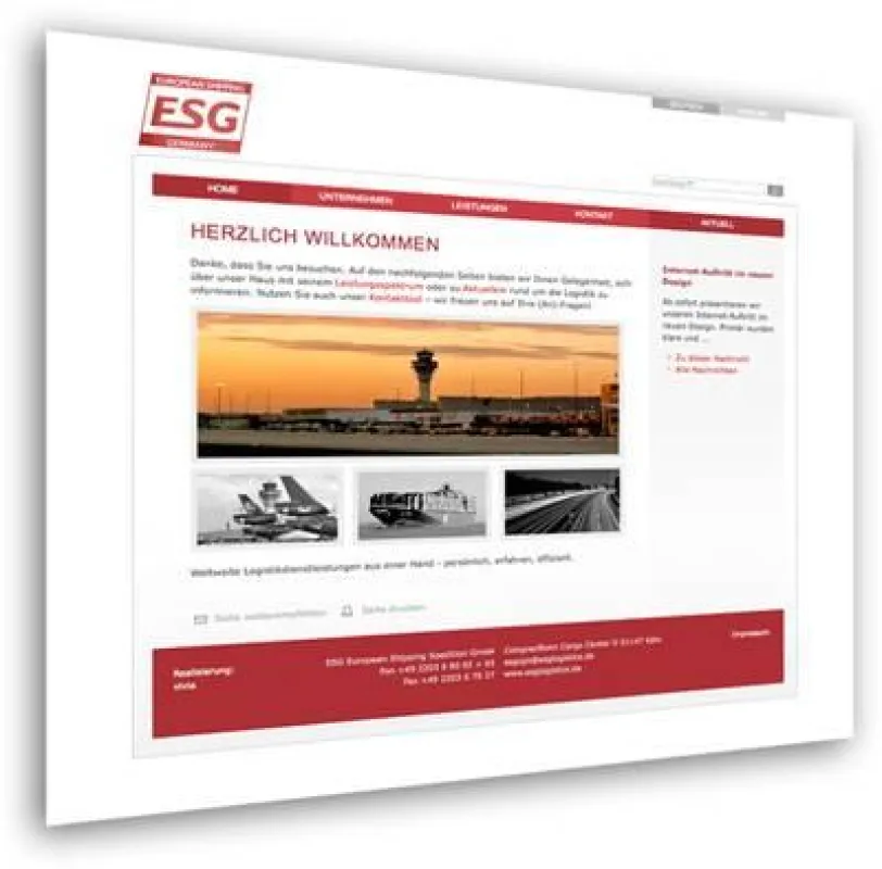 Die neue ESG Logistics Internetpräsenz
