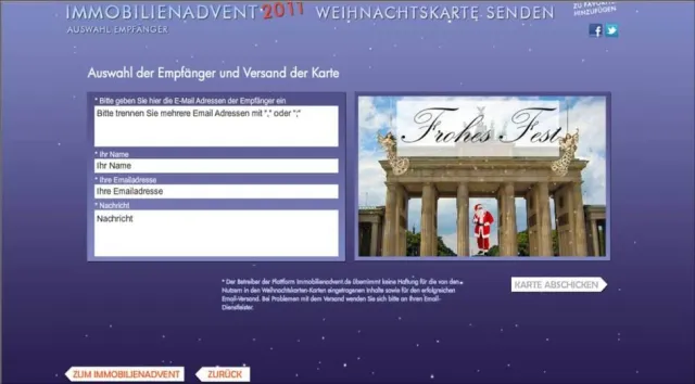 Bild: Immobilienadvent 2011 - Das Gewinnspiel mit personalisierter elektronischer Weihnachts-Grußkarte